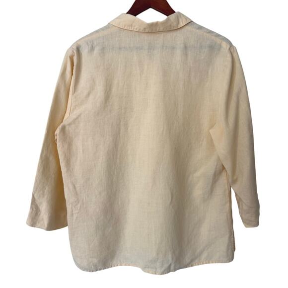 JM Collection by Jennifer Moore 100% Linen Embroidered Button Up Shirt Size 12 - Picture 4 of 5